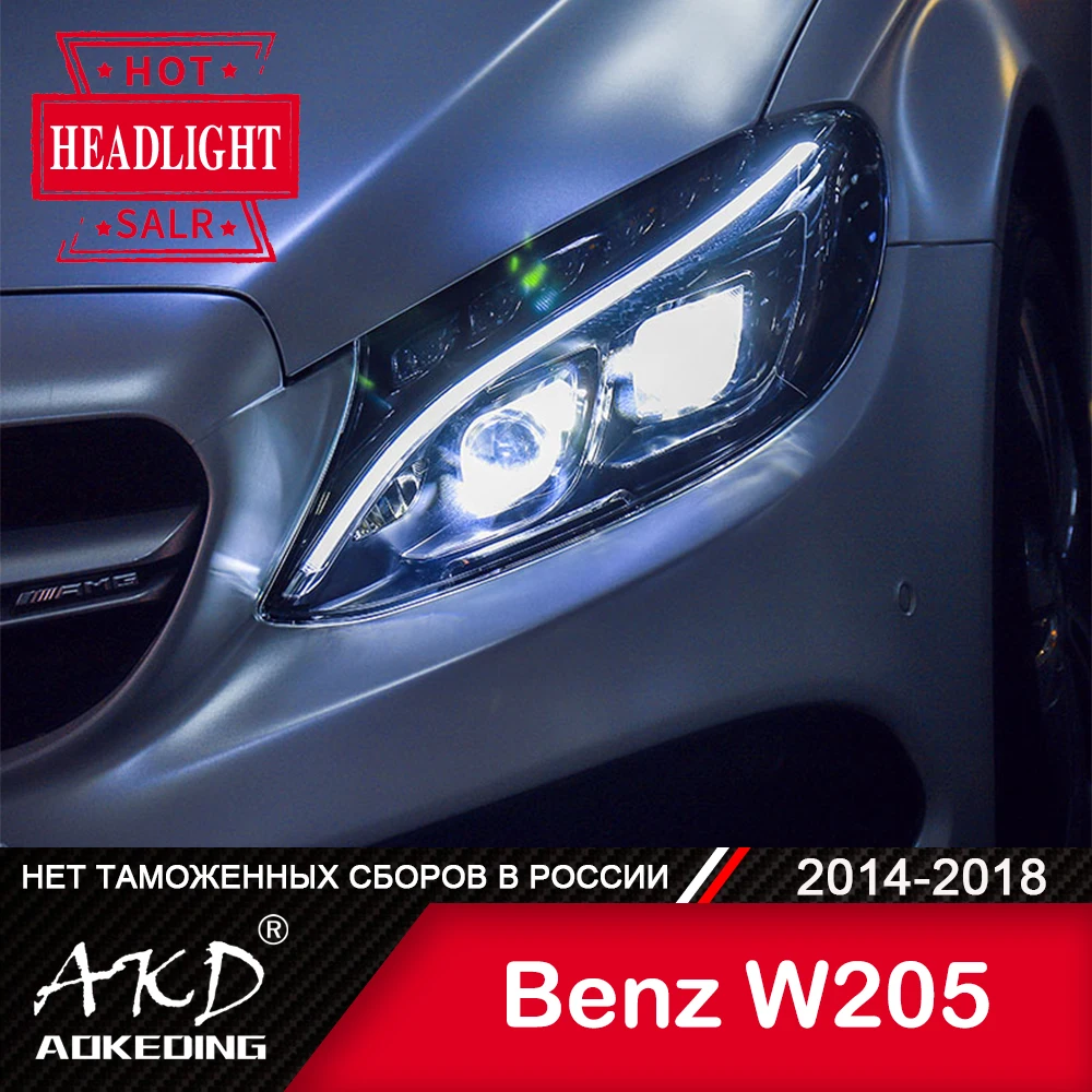 

Для автомобиля Mercedes Benz W205 фара 2014-2018 автомобильный аксессуар туман светильник s дневные ходовые светильник DRL H7 светодиодный Bi Xenon лампы C260 ...