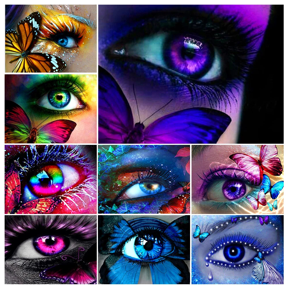 

5D DIY Diamond Painting Eyes Butterfly Cross Stitch Kit Full Drill Embroidery Mosaic Art Picture of Handmade Hobby Gift Wall Art