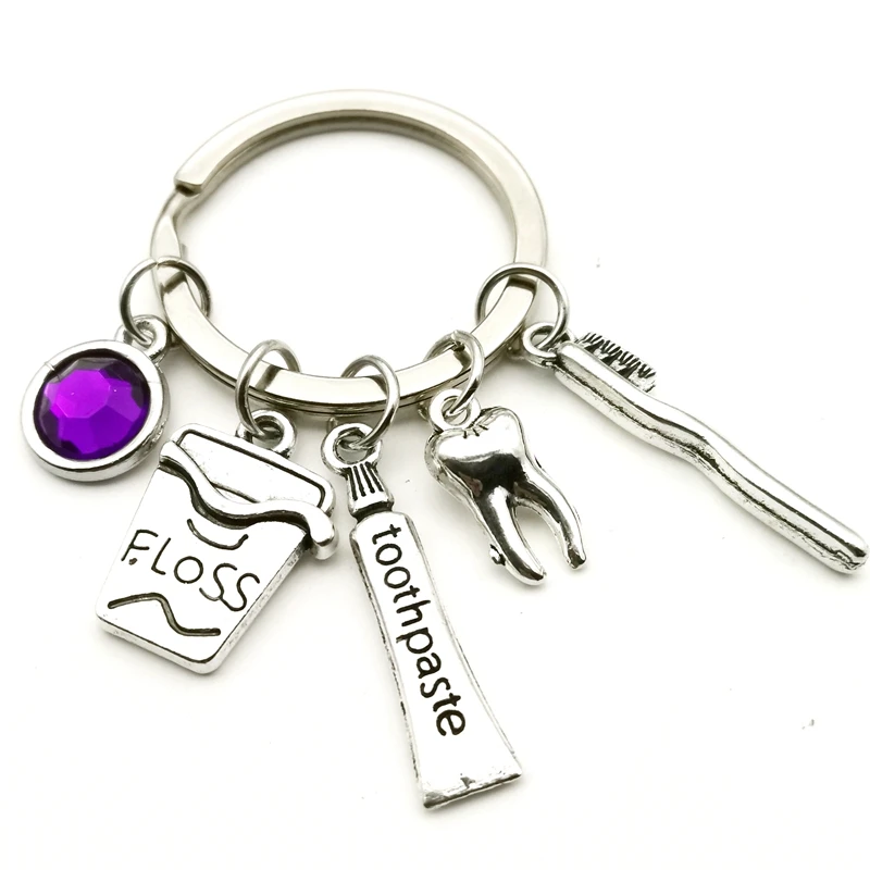 New Design Toothpaste Pendant Nine Kinds of Gems Man Woman Car Key Ring Jewelry Gift Dental Health Expert Mixed Floss Toothbrush | Украшения