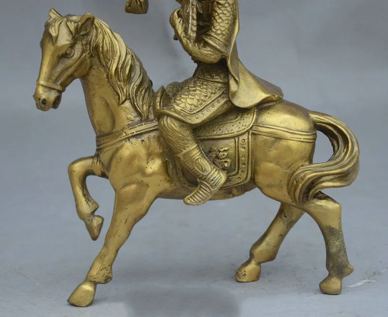 8&quot Chinese Feng Shui Brass Wealth Fu Monkey King Sun WuKong Ride Horse Statue | Дом и сад