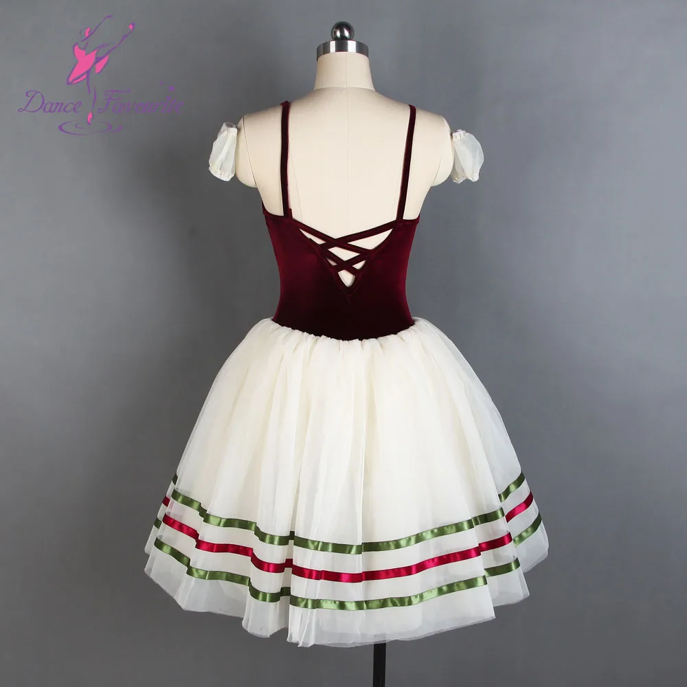 Burgundy velvet top bodice Ballet Costumes Ivory tulles with ribbon tutu Romantic Tutu Girl and women ballet | Тематическая одежда