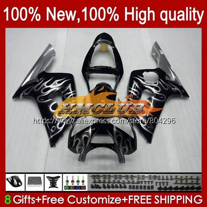 

Тюнинг-пакет для KAWASAKI NINJA 600CC ZX600 ZX636 74No.98 ZX 636 6 R ZX 6R ZX-636 ZX-6R ZX6R 03 04 2003 2004 Обтекатели серебро пламя