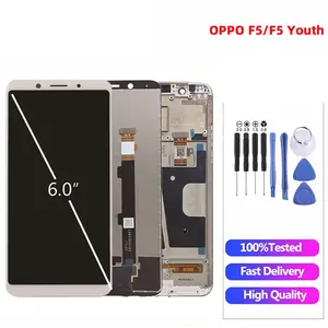 for 6 0 oppo f5 display in mobile phone lcds digitizer assembly parts pantalla a73 touch screen repair parts edge lcd free global shipping