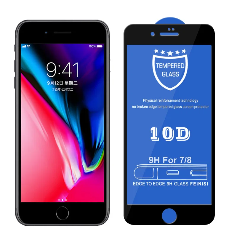 10 шт. 10D закаленное стекло для iPhone 12 Mini 11 Pro Max XS XR X 8 7 6 6S Plus SE полное покрытие