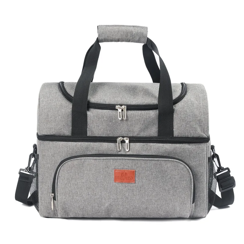 

Large Capacity 30L Insulated Women Travel Portable Camping Lunch Box Picnic Bag Double-deck Cold Food Cooler Thermal Bag Car Use