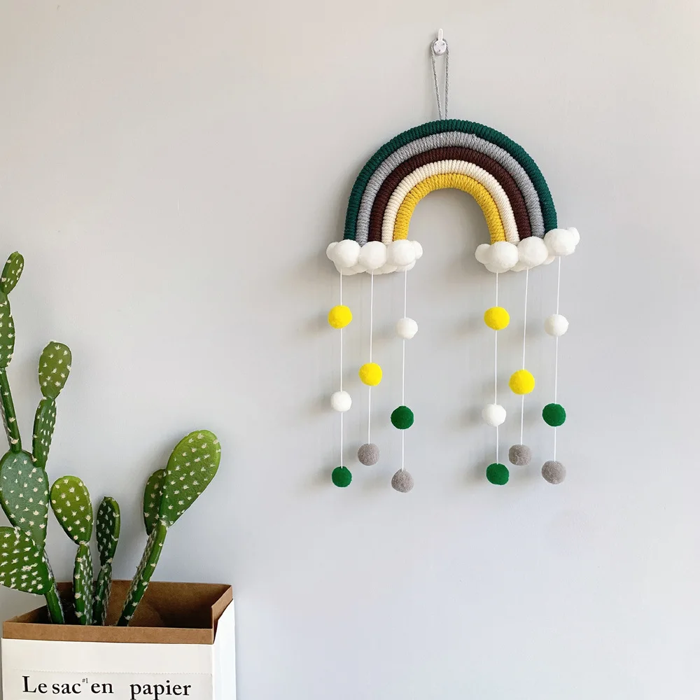 Nordic Cloud Rainbow Raindrop Wall Hangings Decoration For Kid Girls Bedroom Hanging Pendant Baby Bed Tent Hanging Toy Pendant images - 6