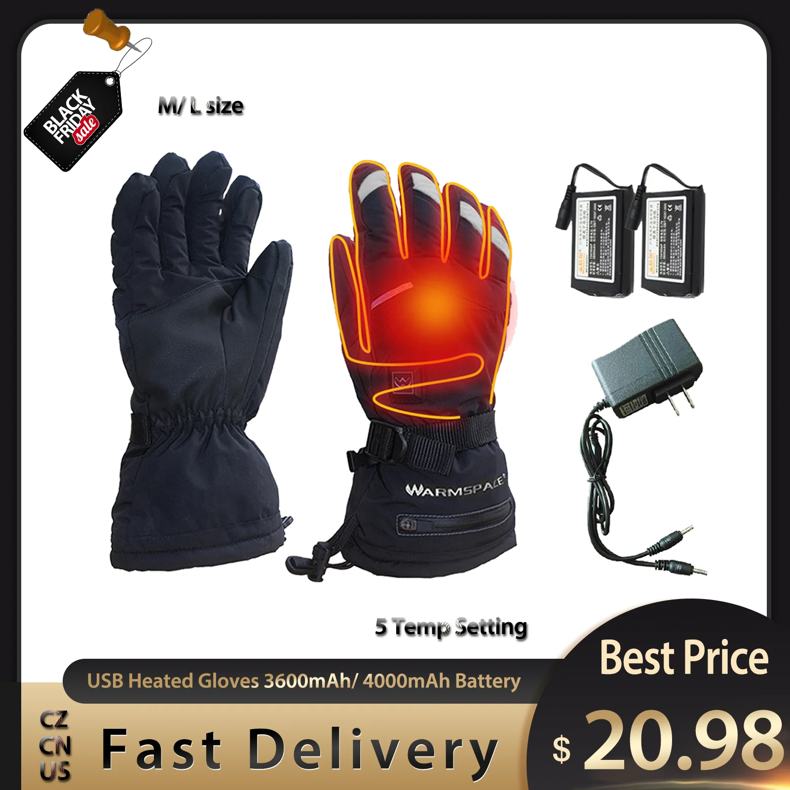 Men Women Motorcycle Electric Heated Gloves Temperature 5 Speed Adjustment USB Hand Warmer Safety For Skiing Hiking Camping | Спорт и