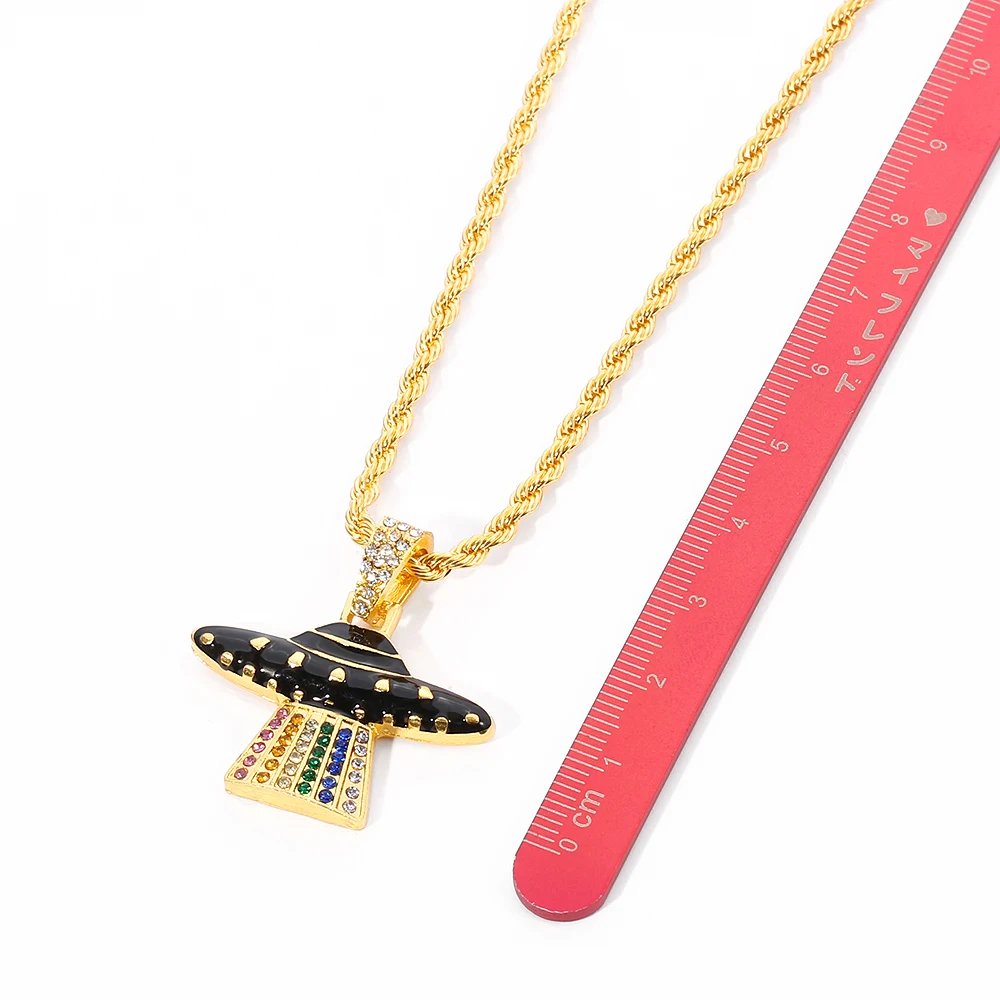 Модное мужское ожерелье из кулон НЛО в стиле хип-хоп Подарочная бижутерия -