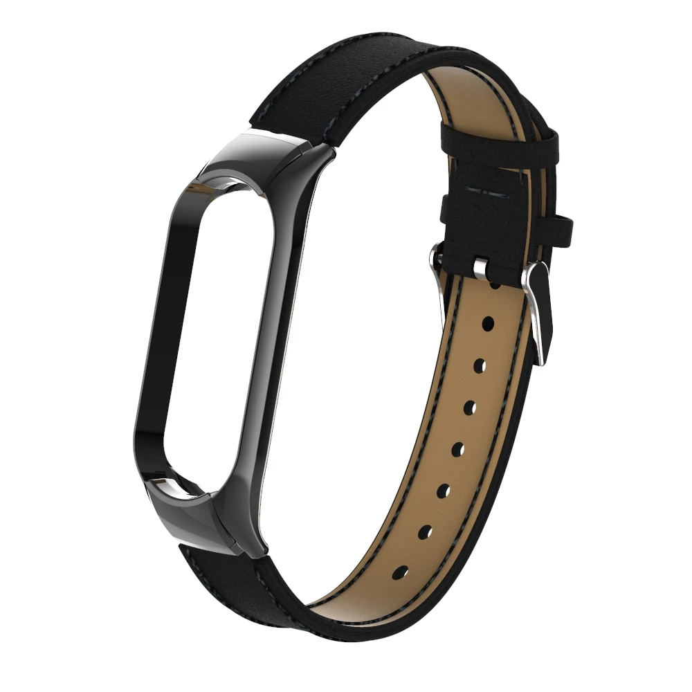 Кожаный ремешок YUEDAER для Mi Band 5 на запястье с металлическим корпусом Xiaomi Mi5 мужской