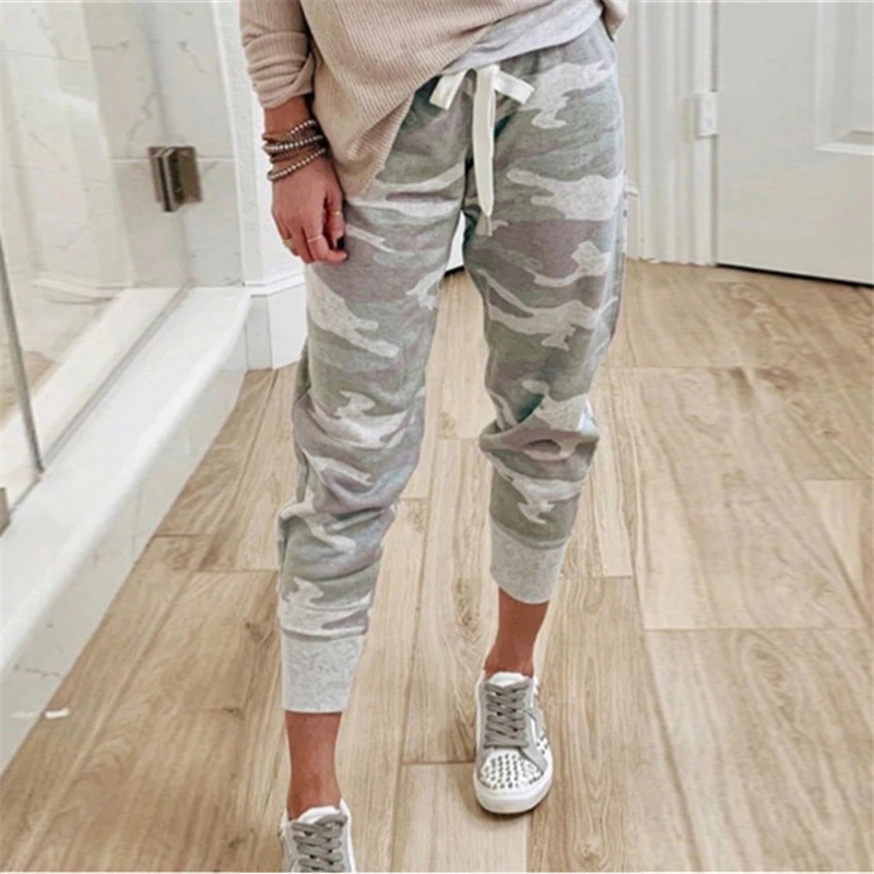 

Women Camouflage Trousers Lace Up Streetwear Lady Casual High Waist Loose Trousers For Female Casual Comfortable Pants