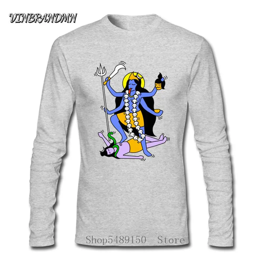 Футболка мужская с длинным рукавом и принтом индийской богини | Мужская одежда