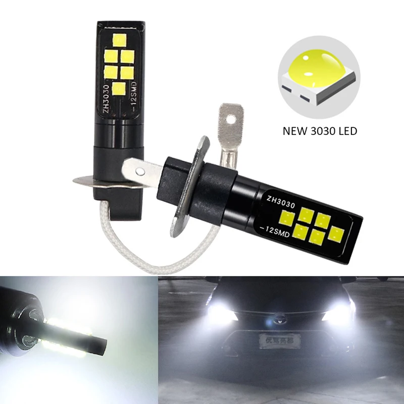 2 шт. H11 H8 H4 H1 H3 H7 9005 9006 3030 12SMD чипы туман светильник вождение автомобиля лампы авто светодиодный Canbus лампы дневные ходовые огни автомобиля, вождения, бега, 12V