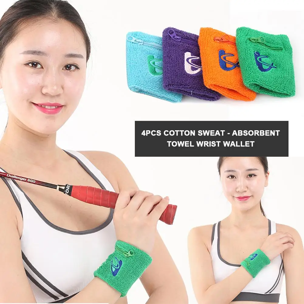 4 шт. Впитывающее пот полотенце сумка на запястье кошелек молнии для бега ходьбы