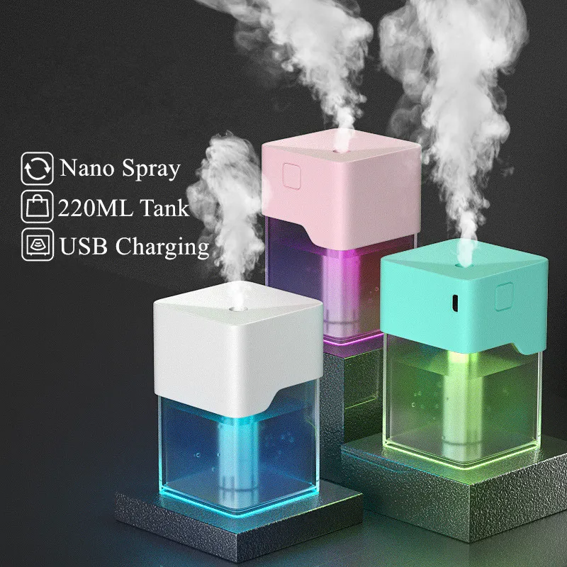 

220ML Air Humidifier Fan Aroma Essential Oil Diffuser USB Plug with LED Night Lamp Mini for Home Spa Car Mist Spray Aromatherapy