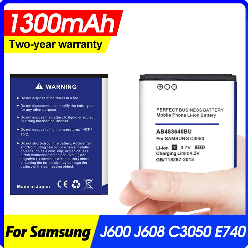 Аккумулятор AB483640BU 1300 мАч для Samsung J600 J608 C3050C S7350C F619 C3050 E740 E748 F110 F118 G618 L600 L608 B3210