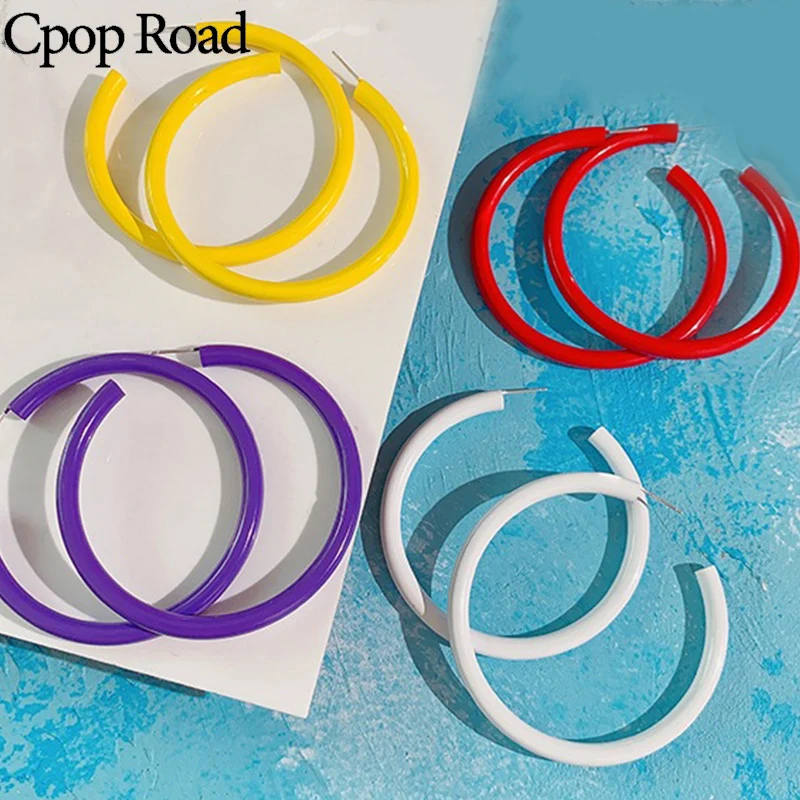 Cpop однотонные большие серьги кольца модные ювелирные изделия Круглый Подвесной