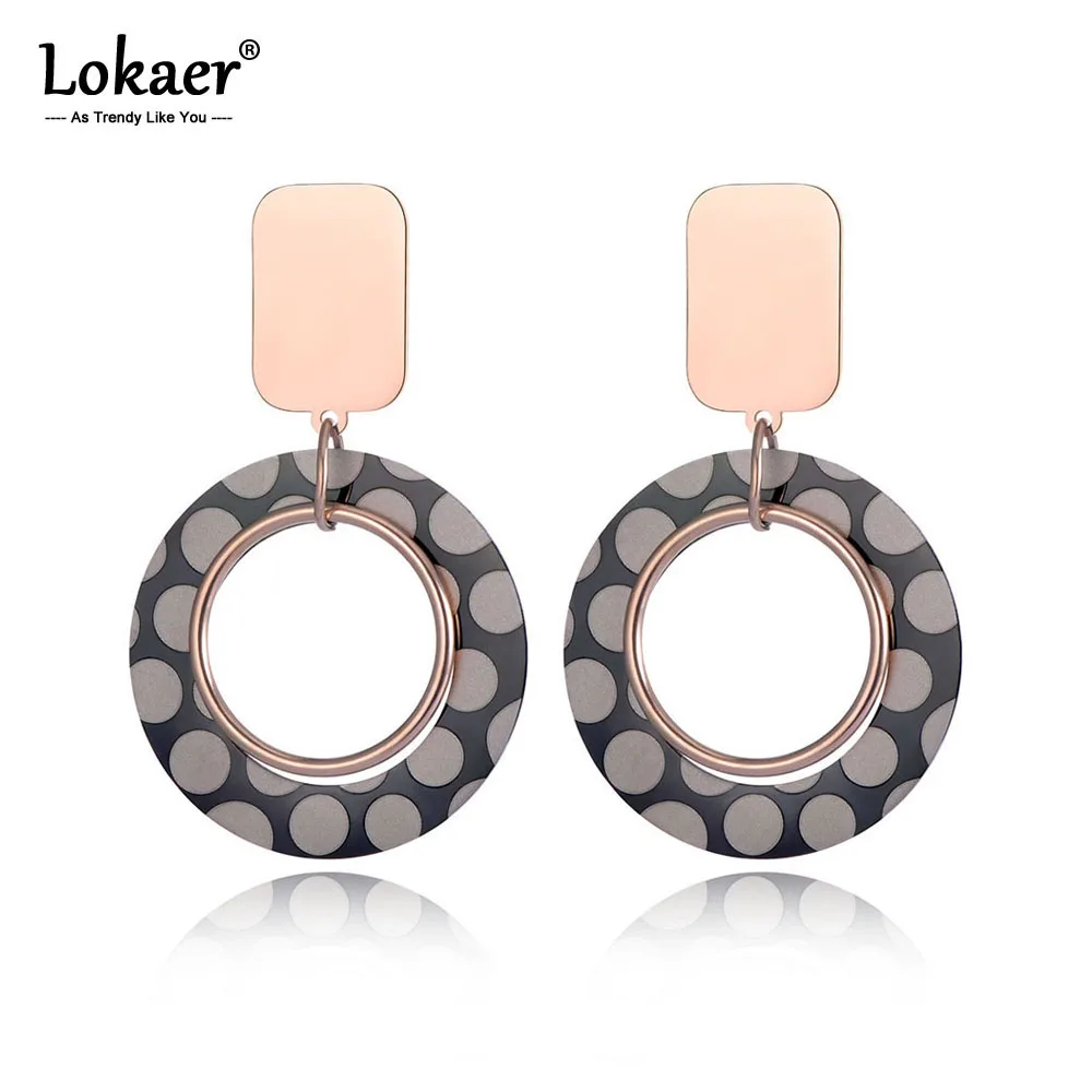 Женские двухслойные серьги Lokaer геометрические из нержавеющей стали цвета