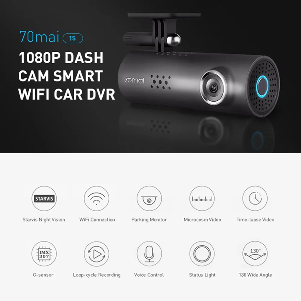 Xiaomi 70mai Dash Cam 1S Xiaomi 70mai беспроводной WiFi DVR с 130 градусов 1080P HD ночная версия g-сенсор английское Голосовое управление