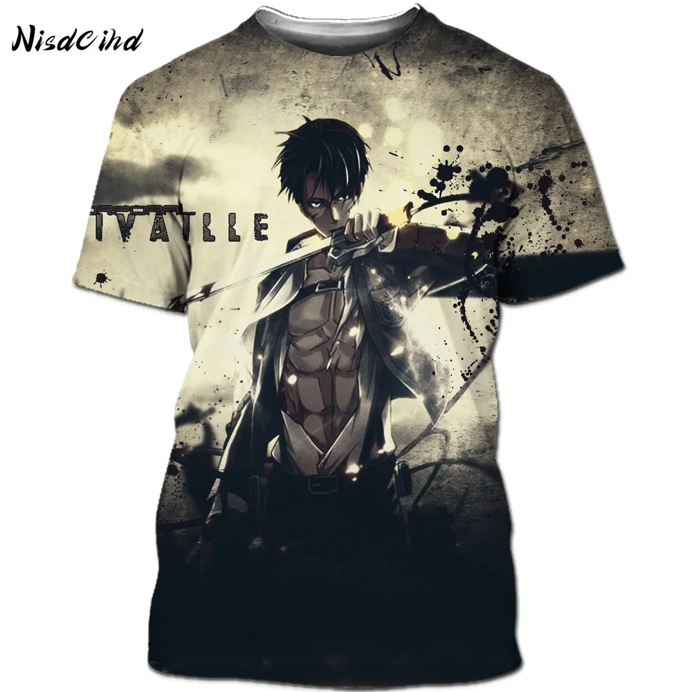 

Футболка для мальчиков и девочек NISDCIHD Attack on Giant, с 3D-принтом, в стиле Харадзюку, с коротким рукавом