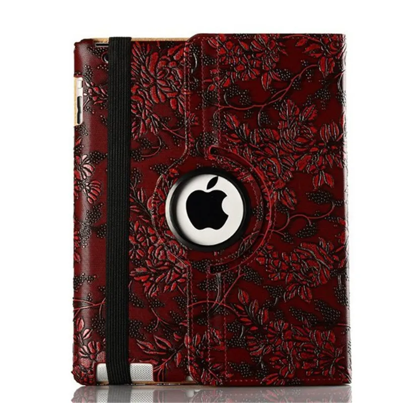 3D художник чехол для Ipad 5 6 360 Вращающийся винограда Pattern Флип Смарт из искусственной кожи для Ipad Air 1 Air 2 Ipad 9,7 9,7" - Цвет: red