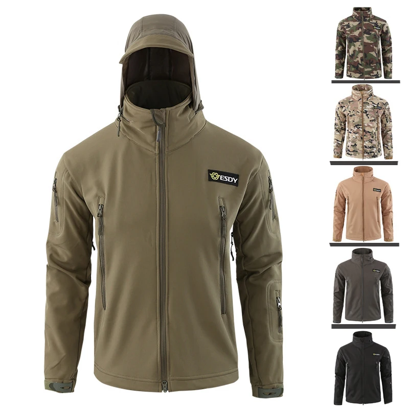 PureLeisure Men Military Tactical Camouflage Jacket Hiking Hunting Fishing Clothes Windbreaker Waterproof SoftShell Jackets | Спорт и
