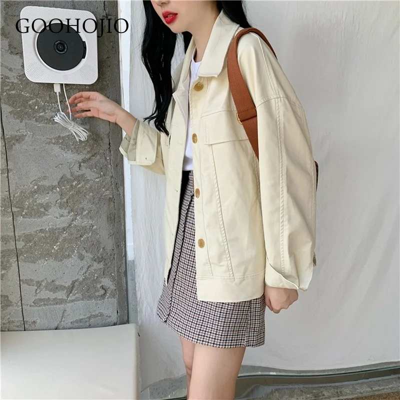 

GOOHOJIO 2021 New Spring and Autumn Fashionable Women Short Trench Casual Trench Women Temperament All-match Trench for Women