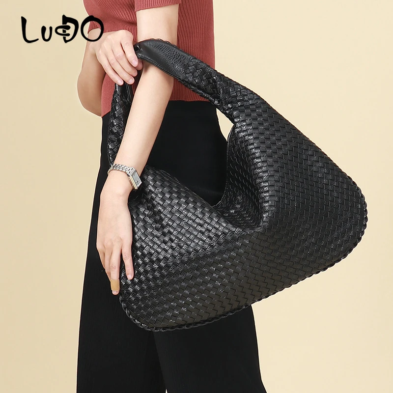 Сумка хобо LUCDO Женская плетеная повседневная сумочка ручной работы из
