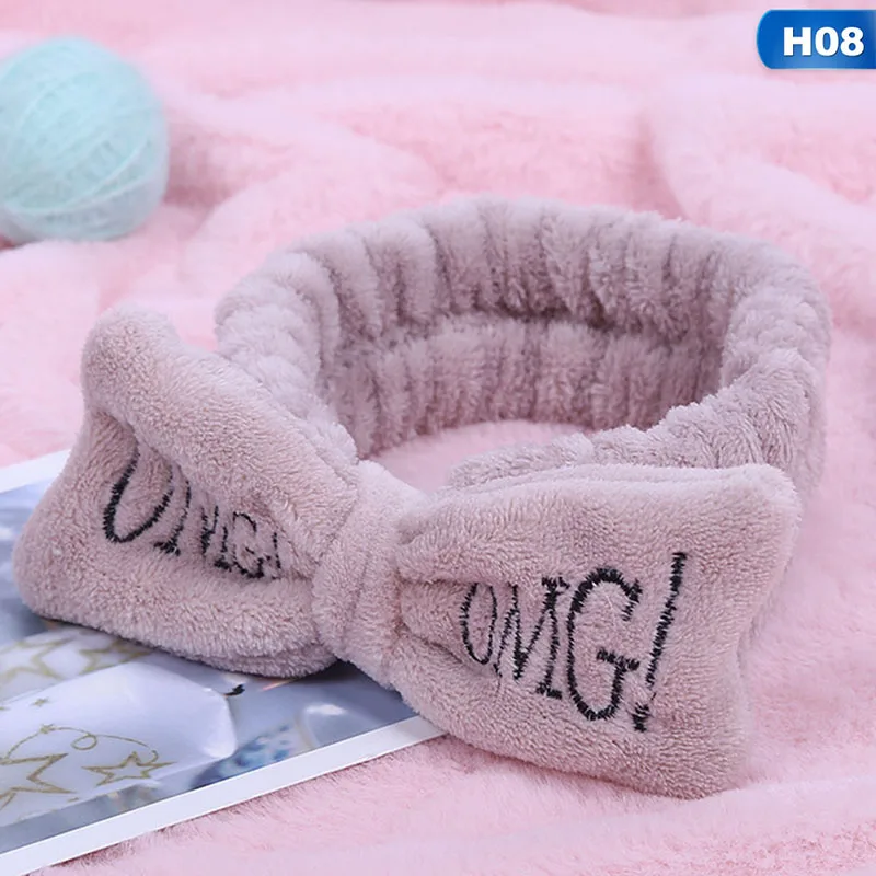 Новая буква "OMG" коралловый флис мягкий бант повязки для женщин девочек милый держатель волос повязки для волос аксессуары для волос - Цвет: H08
