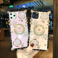 Luxury Lucky Flower Ring Phone Case For Huawei Mate Pro P30 P40 lite Smart PSmart Nova Square Back Cover