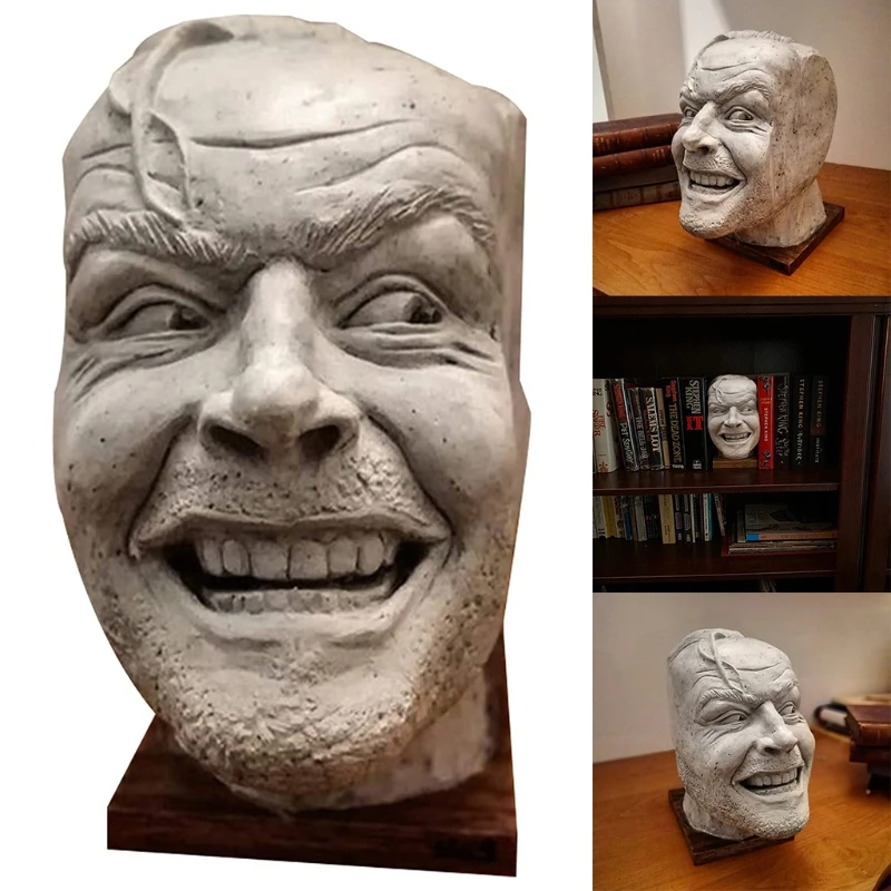

Here's Johnny Sculpture of The Shining Resin Desktop Ornament Bookend Library Funny-face Book Shelf Statue Figurine
