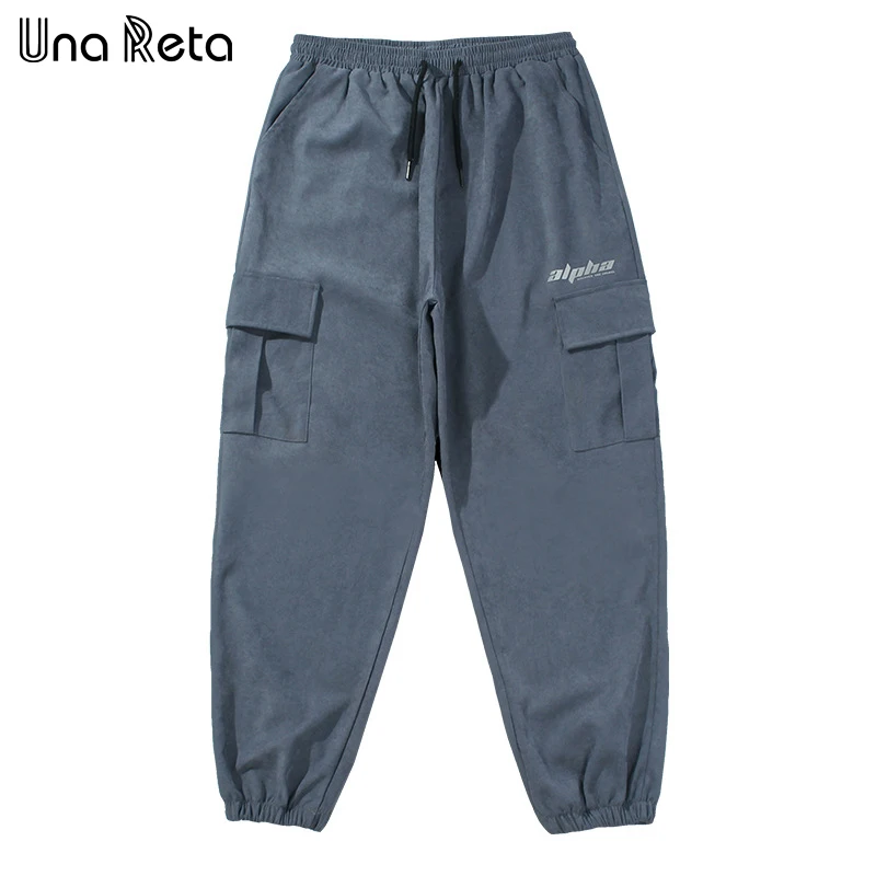

Una Reta Men's Pants 2021 New Fashion Loose Joggers Harajuku Hip Hop Reflective letters Loose Harem Pants Casual Sweatpants Men
