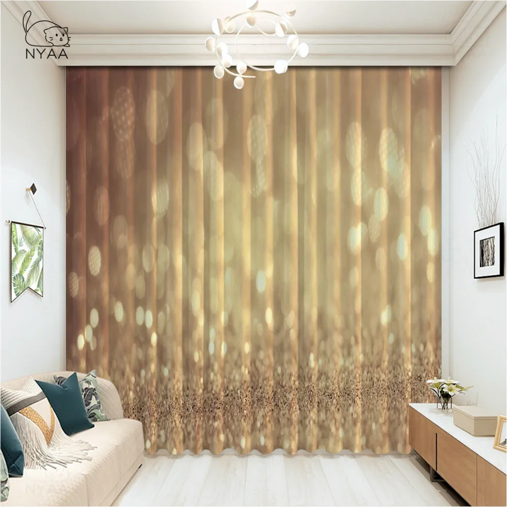 

Gold Yellow Abstract Light Background Curtain Hotel Hooks For Curtains Home Living Room Decoration Room Curtains Micro Shading