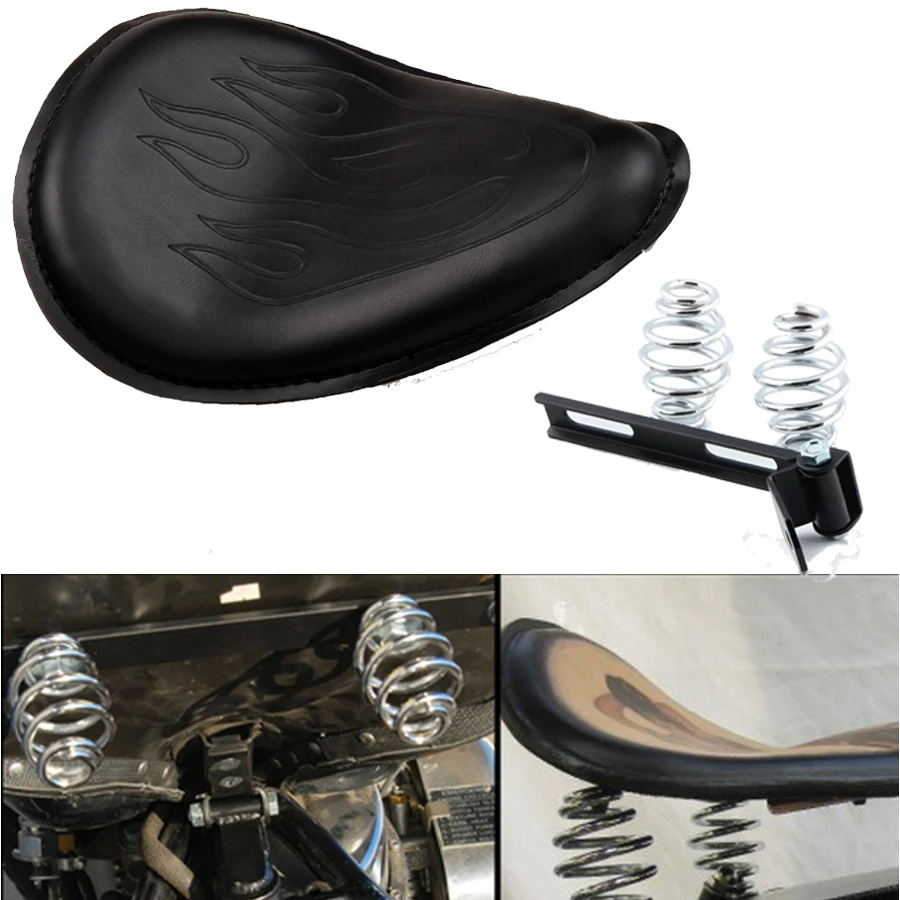 Posbay Кронштейн сиденья мотоцикла пружины пламя Кафе Racer Seat Selle ATV для Harley Honda Yamaha