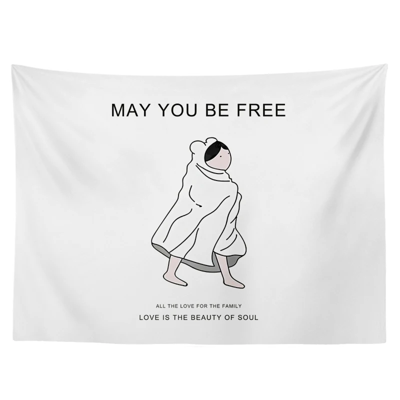 

Korean Simple Tapestry Nordic Art Landscape White Cute Geometric Tapestry Wall Animal Tapisserie Home Accessories DE50GT