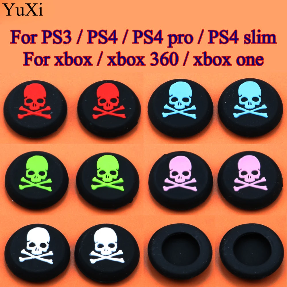 

YuXi 1pcs For Sony PS2 PS3 PS4 Xbox One/360 Silicone Caps Controller Skull Protector Rubber Handle Joystick Thumb Stick Grips