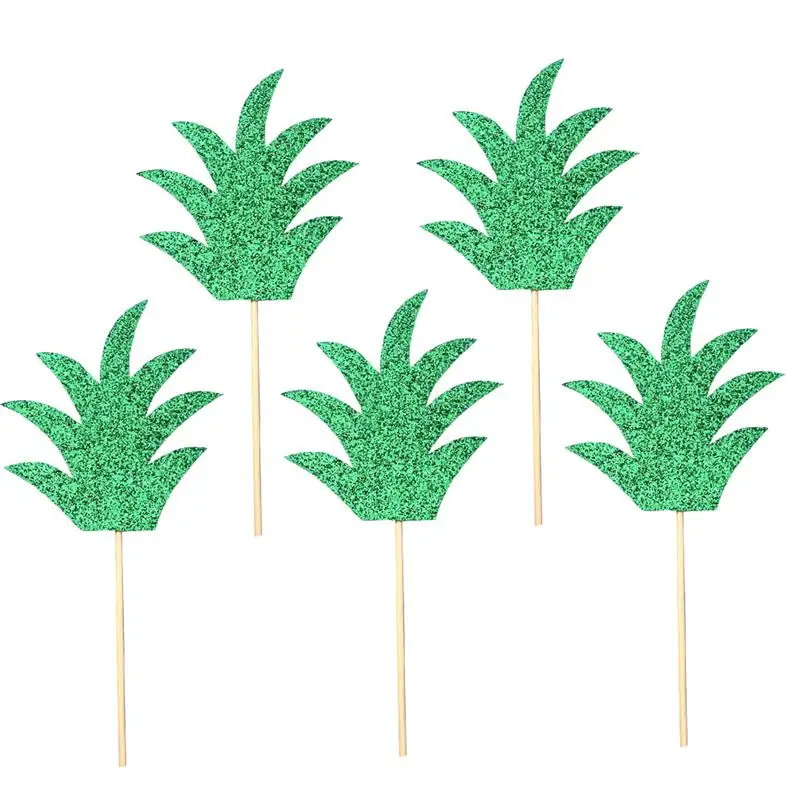 

15pcs Pineapple Leaf Cake Toppers Paper Cake Picks Cupcake Decor Party Supplies for Wedding Birthday Festival