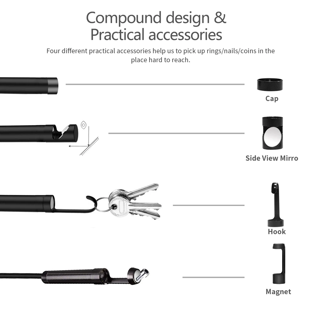 

Handheld Waterproof Rechargeable Endoscope 4.3 Inch LCD 2MP 1080P Industrial Home Endoscopes with 8 LEDs Support TF card