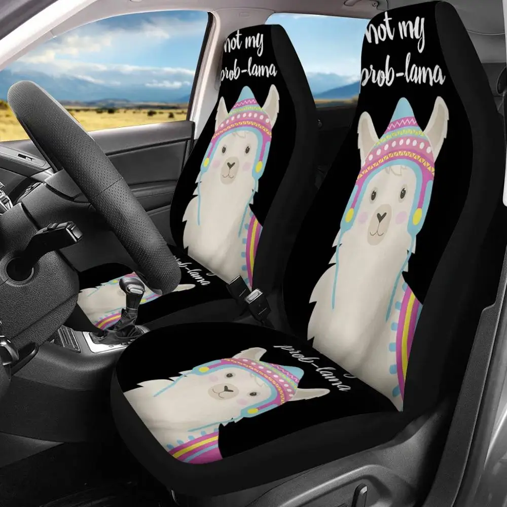 Preço Upetstory Preto Bonito Alpaca Impressão 2 Pçs/set Protetor Para A Frente Do Assento De Carro Tampas De Assento Moda Caso Decor Capa De Almofada Tapete