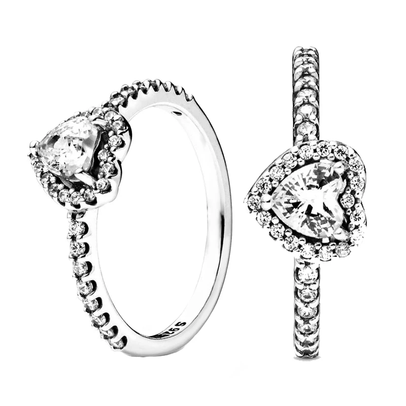 Кольцо с поднятым сердцем, простое обручальное кольцо с кристаллами для женщин, обручальные ювелирные изделия