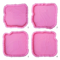 body line art irregular coaster epoxy resin mold cup mat mug pad silicone mould diy crafts home decorations casting tool