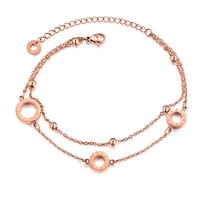 charm stainless steel round beads letter love bracelets for women fashion 2020 kpop rose gold layered chain jewelry bracelets