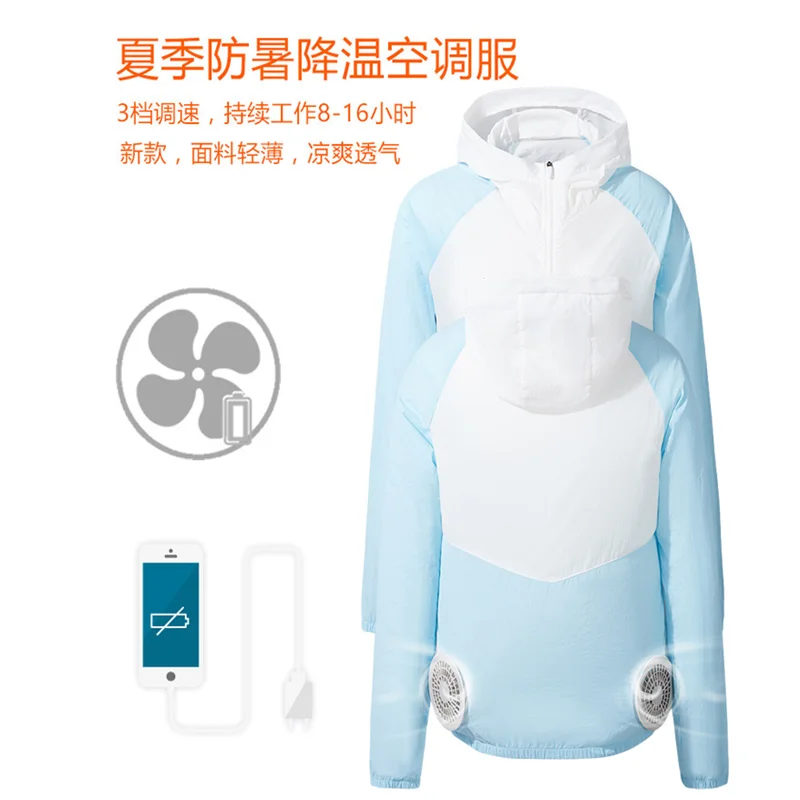 

Black technology cooling conditioning clothes with fan USB charging refrigeration site welder labor protection work clothes male
