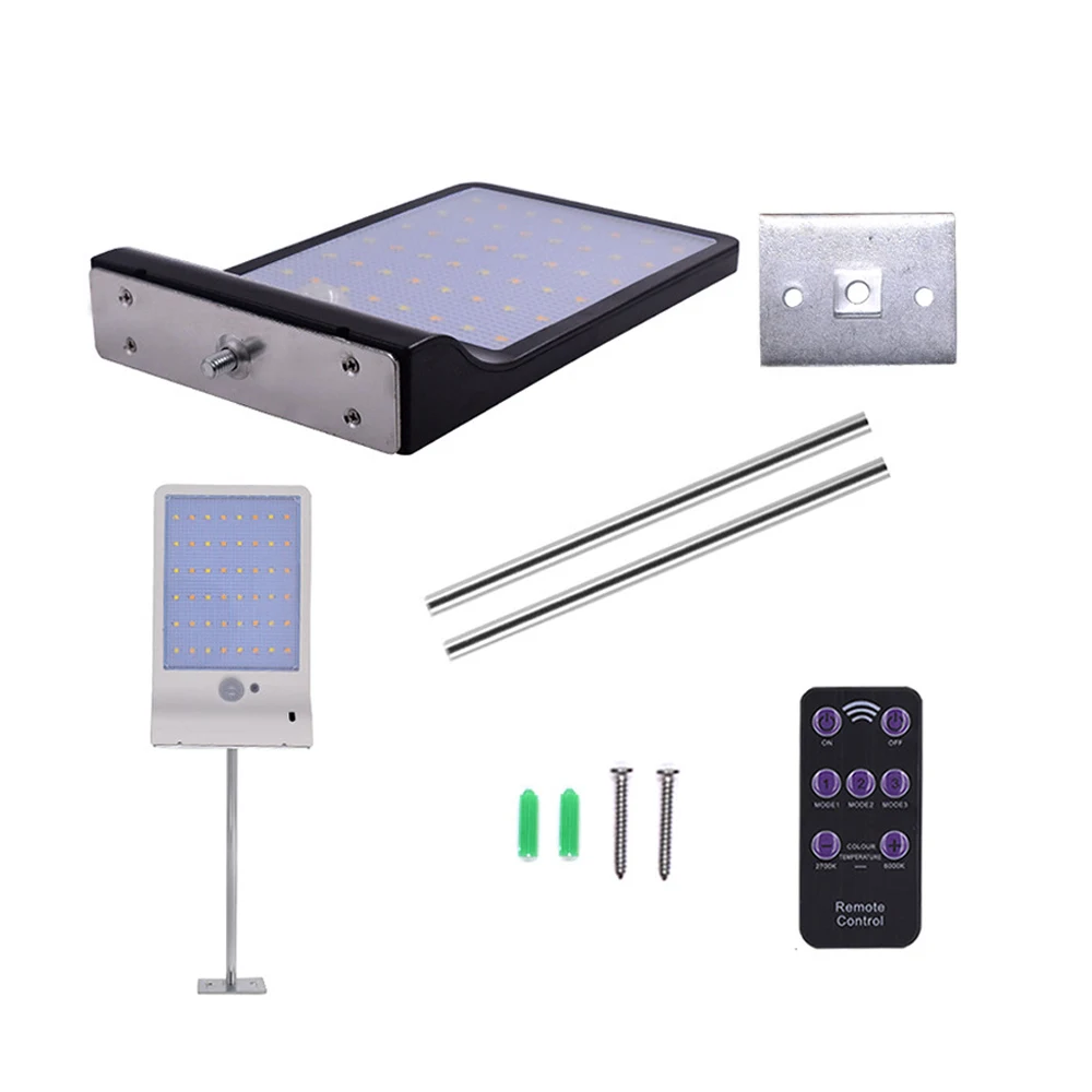 48 LED Solar Lamp Remote Control 3 Modes Outdoor Wall Light Waterproof For Garden Yard Pathway Street Security Lamps | Лампы и