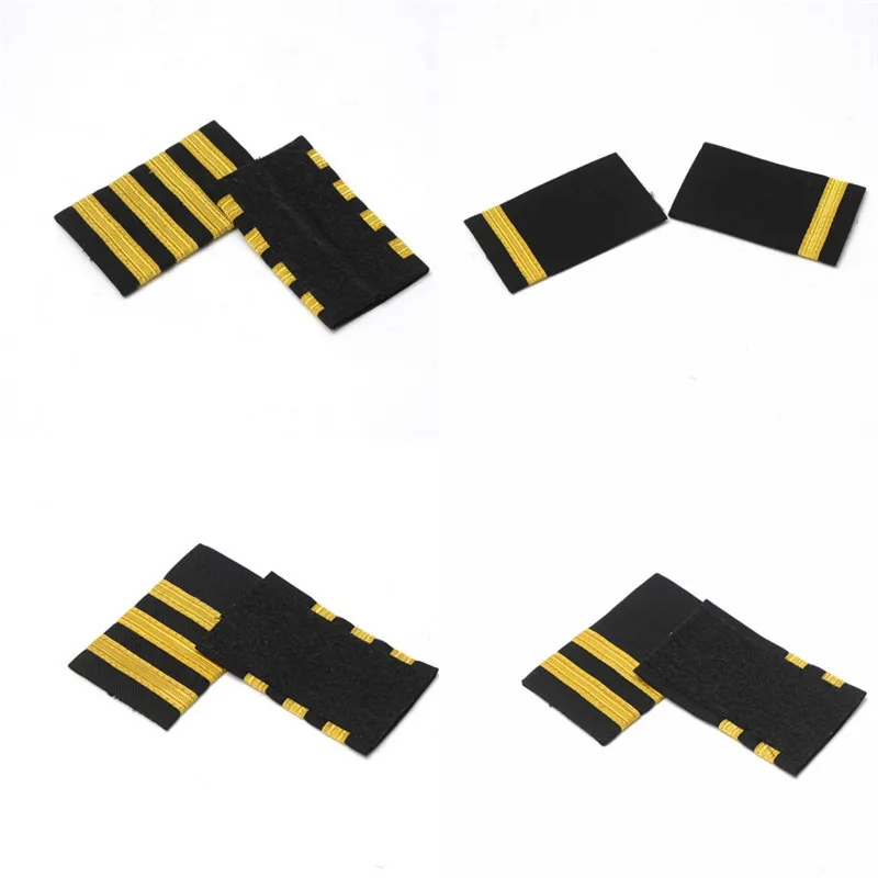 4pc Четыре золотых бара авиалиний пилот Epaulets капитан Наплечные доски Insignia Ползунки Хэллоуин косплей эполет для пилота - Цвет: 4pc
