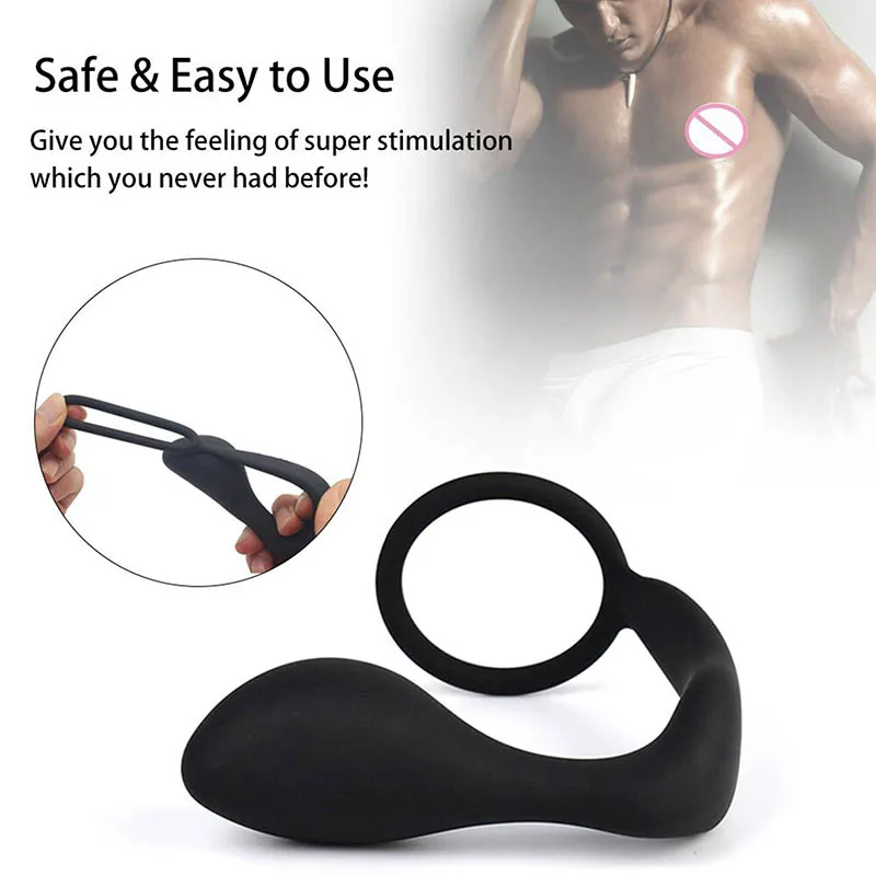 Prostate Massager For Men Gay Male Masturbator Anal Butt Plug Silicone Stimulator Annal ButtPlug With Delay Ejaculation Ring Sex