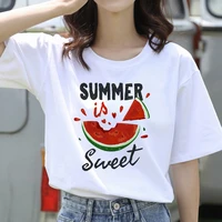 2021 women t shirt graphic pineapple print summer short sleeve round neck korean fashion casual oversize harajuku white t shirt