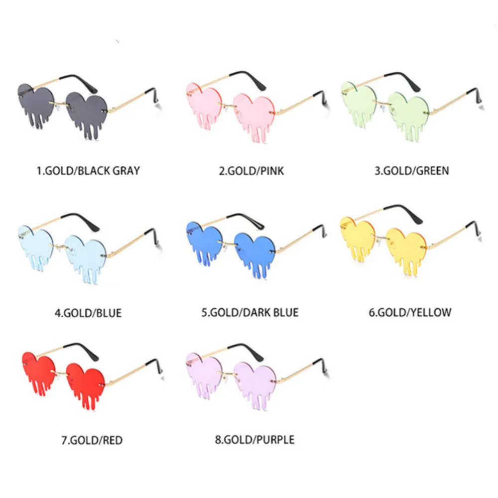 Солнцезащитные очки унисекс без оправы цветные в форме сердца | Автомобили и