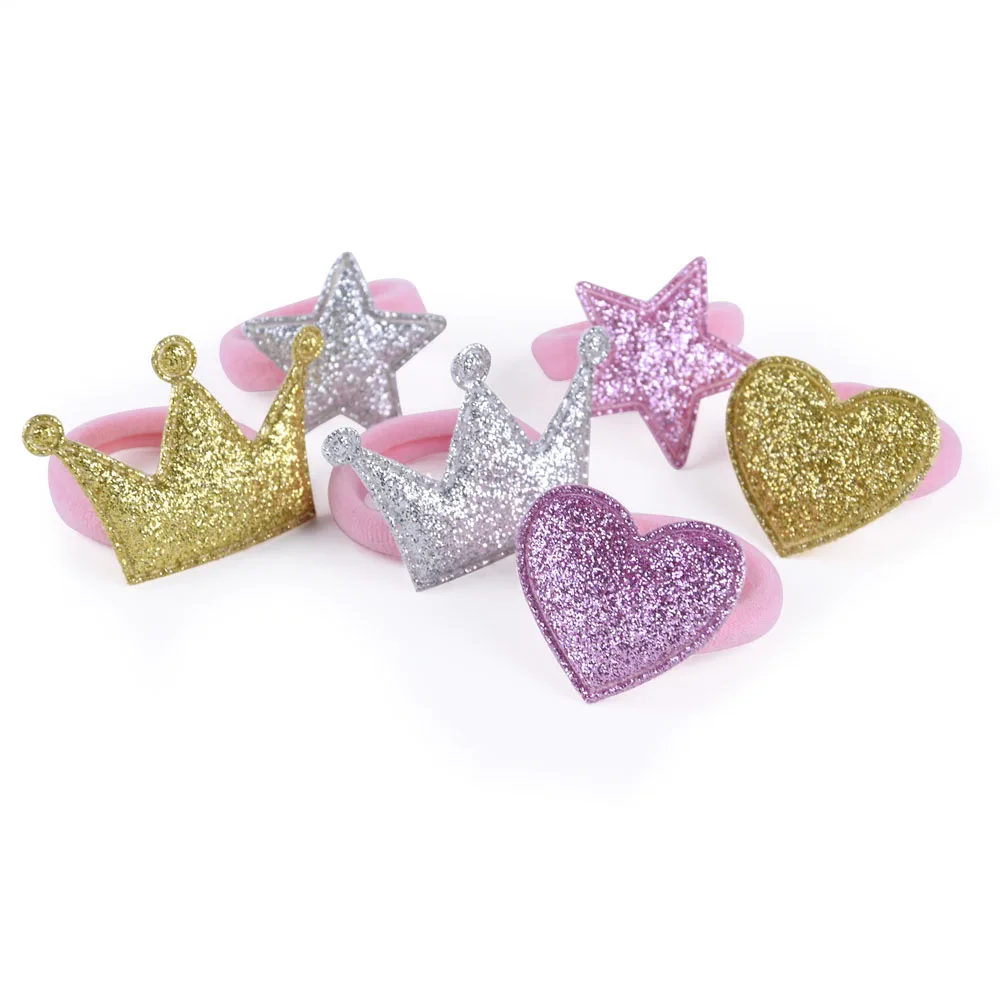 

2Pcs/lot Five Star Princess Headwear Baby Headdress Children Hair Ropes Girls Hair Accessories Kids Elastic Hair Bands