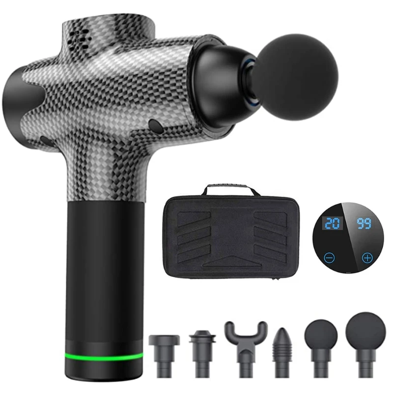 

Display Mini Deep Tissue Percussion Electric Muscle Massager for Athletes Body Relaxation 20 Speeds Carbon Fiber Handheld Pain