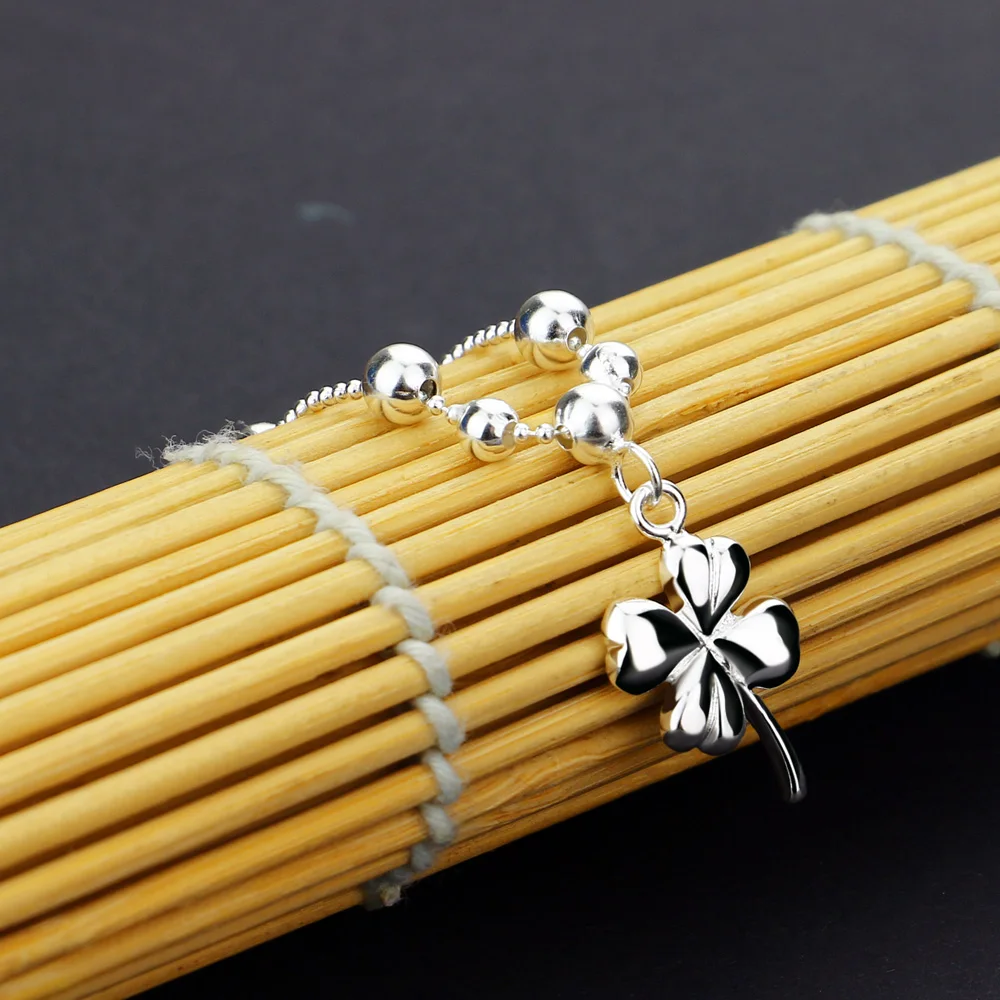 Женские богемные ножные браслеты с клевером из 100% стерлингового серебра 925 пробы